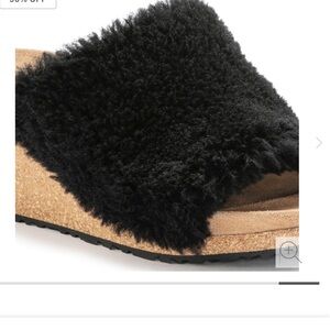 Birkenstock Black Shearling Mules